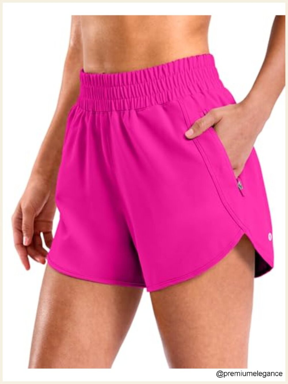 Women's Athletic Running Shorts Zip Pocket High Waist Quick Dry